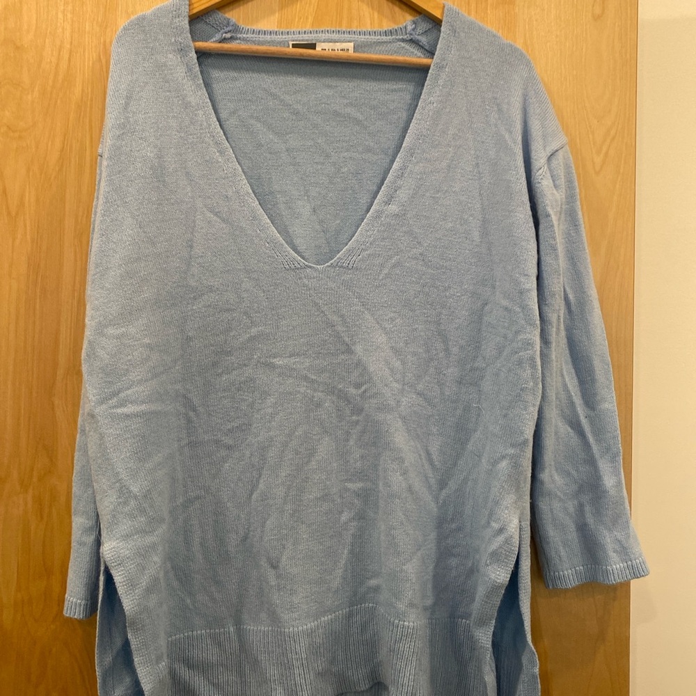 Zara Light Blue V-Neck Sweater